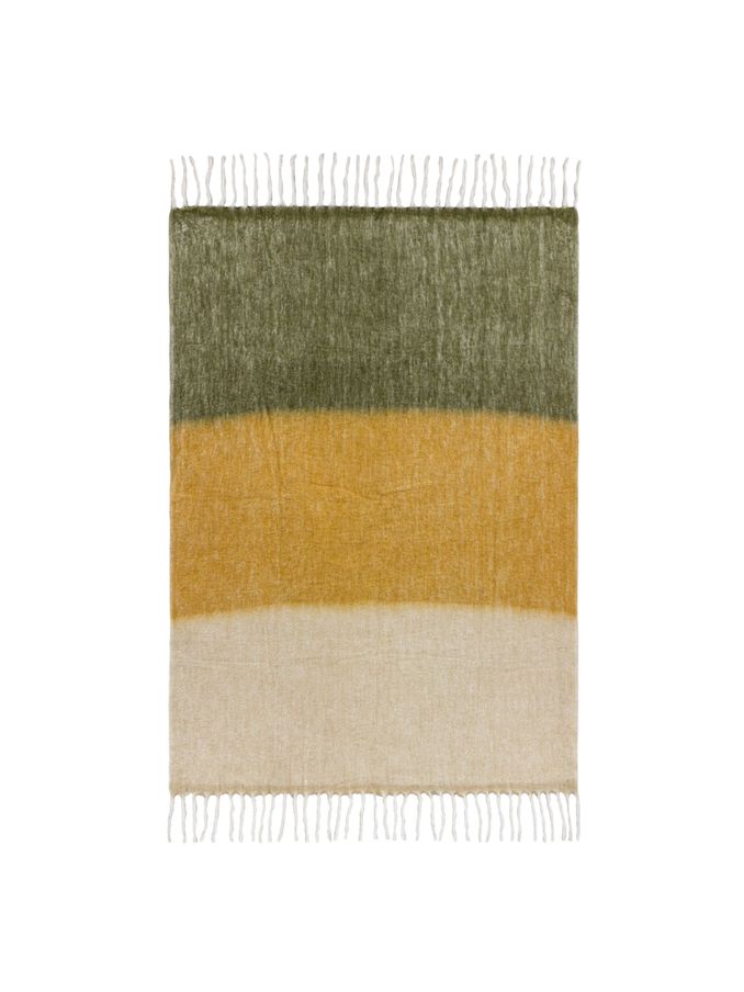 Yard Natural Beige/Moss Green Rawton Ombre Herringbone Throw (Q83719) | £54