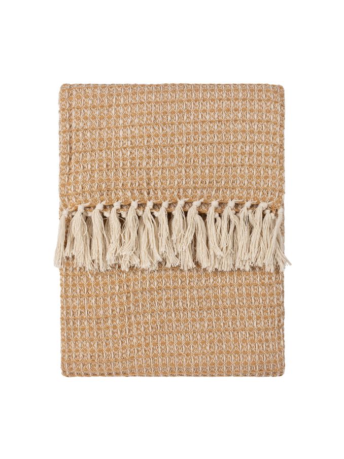 Yard Honey Lorne Waffle Fringed 100% Cotton Throw (Q83724) | £28