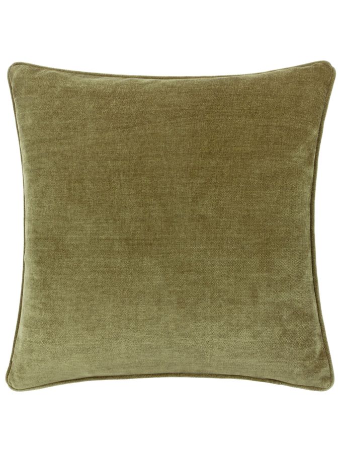 Yard Olive Green 50 x 50cm Heavy Chenille Velvet Piped Feather Filled Cushion (Q83974) | £0