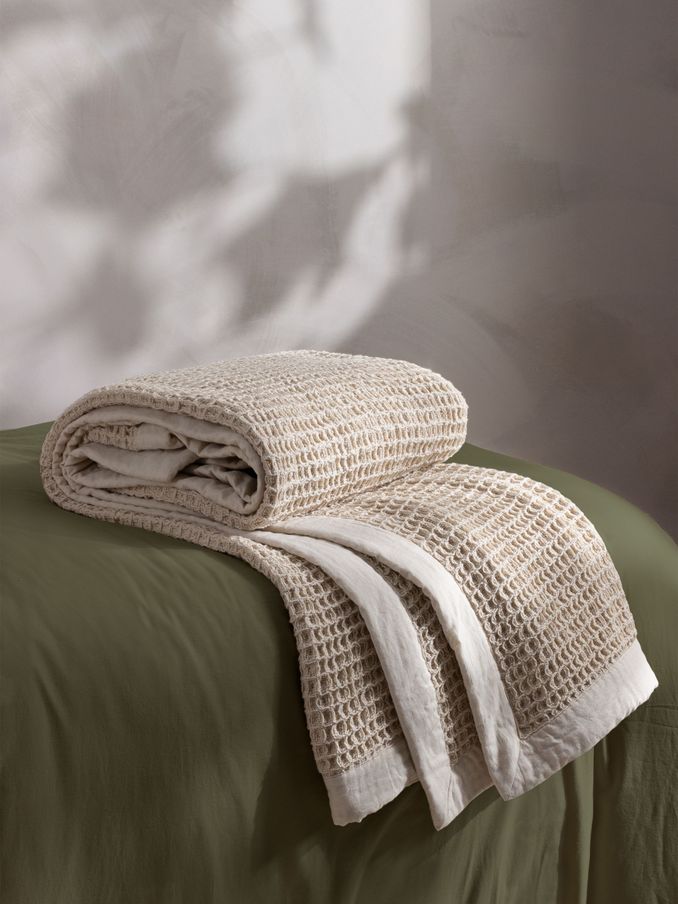 Yard Natural Canopy Waffle Textured Oversized 100% Cotton Throw (Q84088) | £76