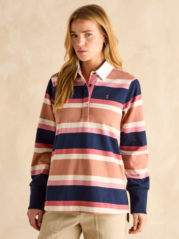 Sammie Tan Multi Stripe Striped Heavyweight Cotton Rugby Shirt (Q84283) | £35