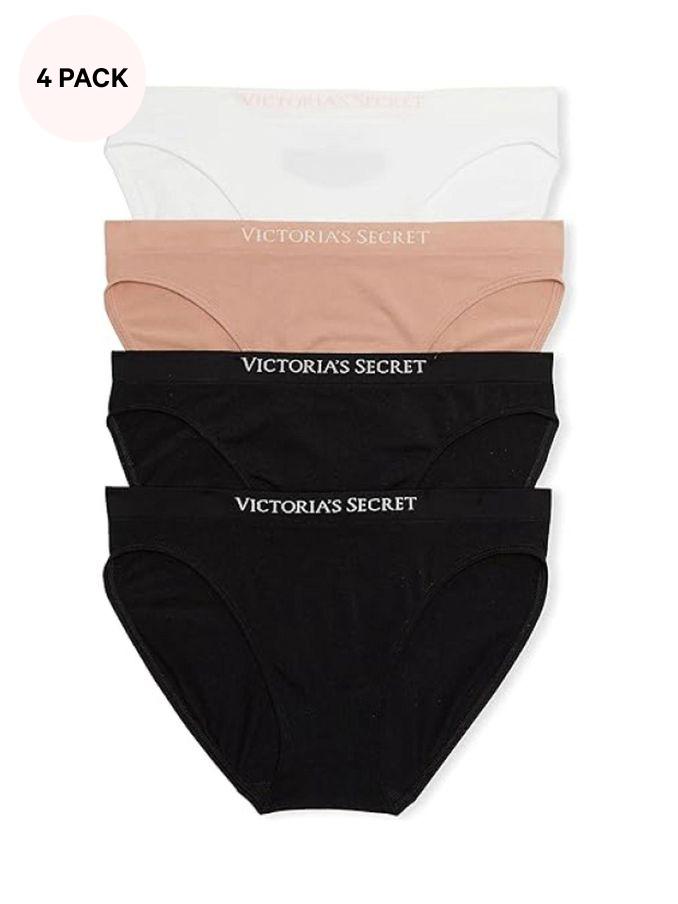 Black/Nude/White Bikini Logo 4 Pack Knickers (Q84697) | £20