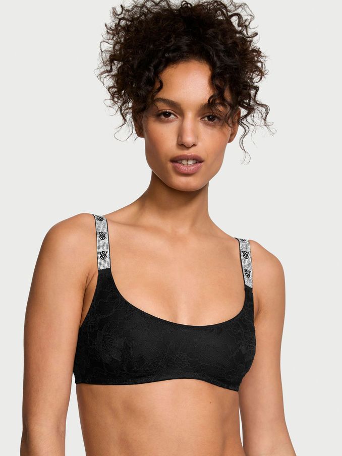 Black Lace Shine Strap Bralette (Q85862) | £29