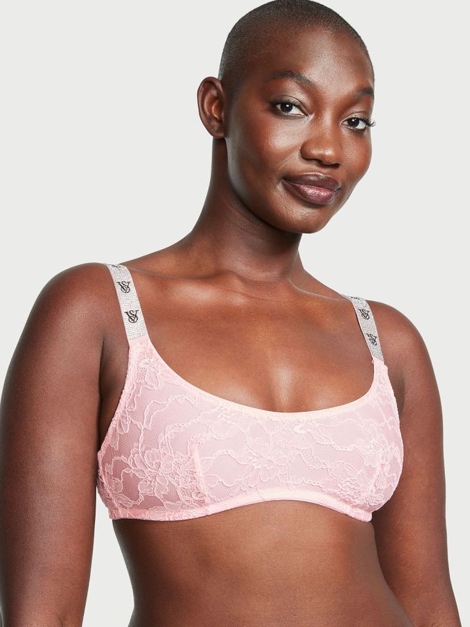 Pretty Blossom Pink Lace Shine Strap Bralette (Q85918) | £11