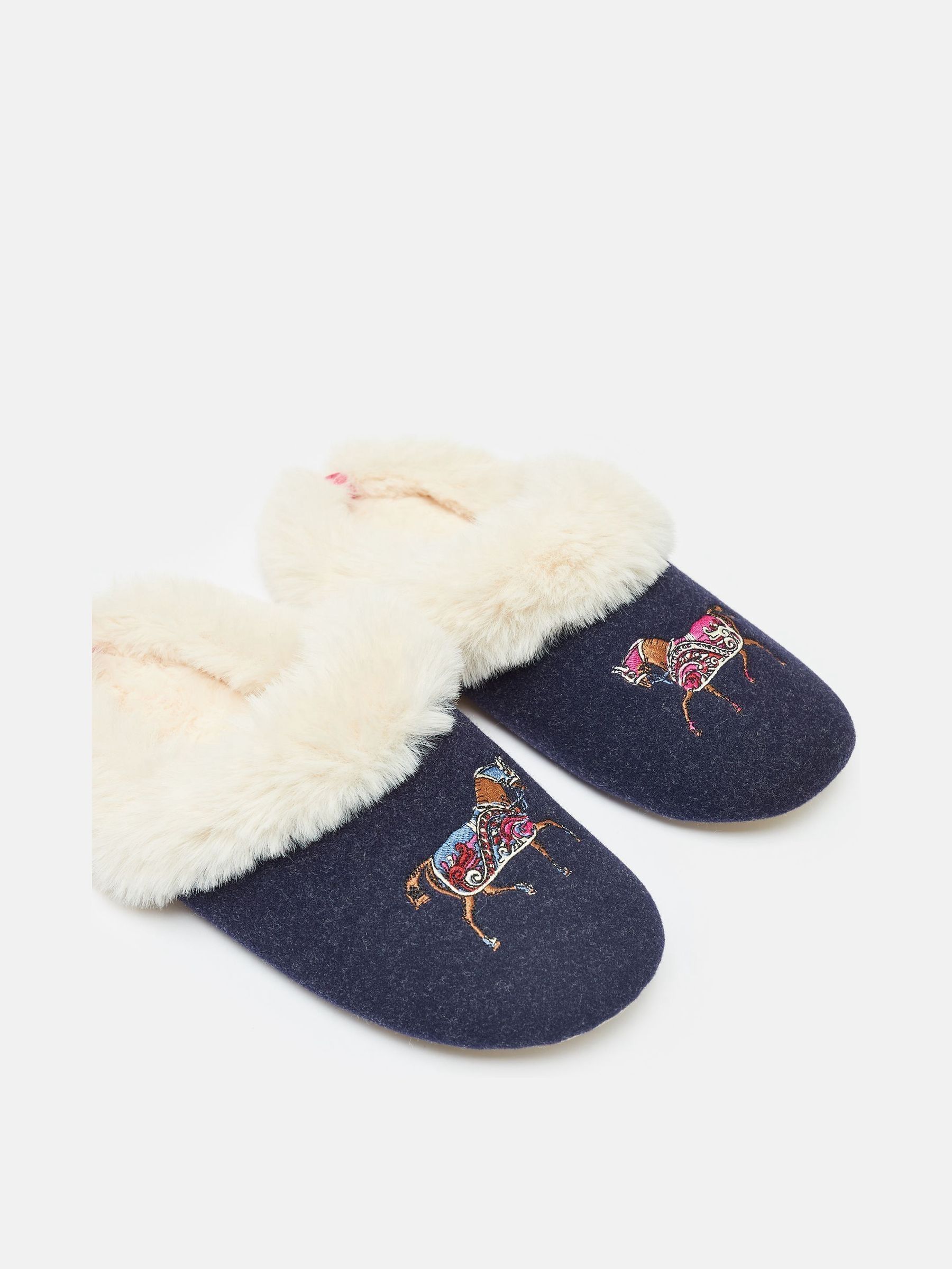 Slippet Luxe Navy Blue Horse Embroided Slippers (Q87105) | £17