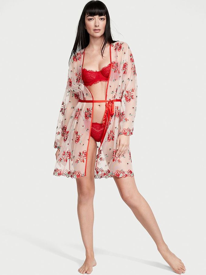 Evening Blush Pink Embroidered Robe (Q87192) | £54