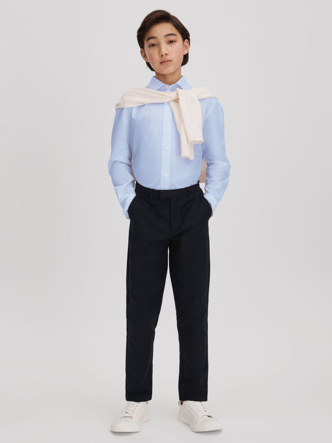 3-9 yrs Slim Fit Cotton Shirt in Soft Blue (Q87470) | £28
