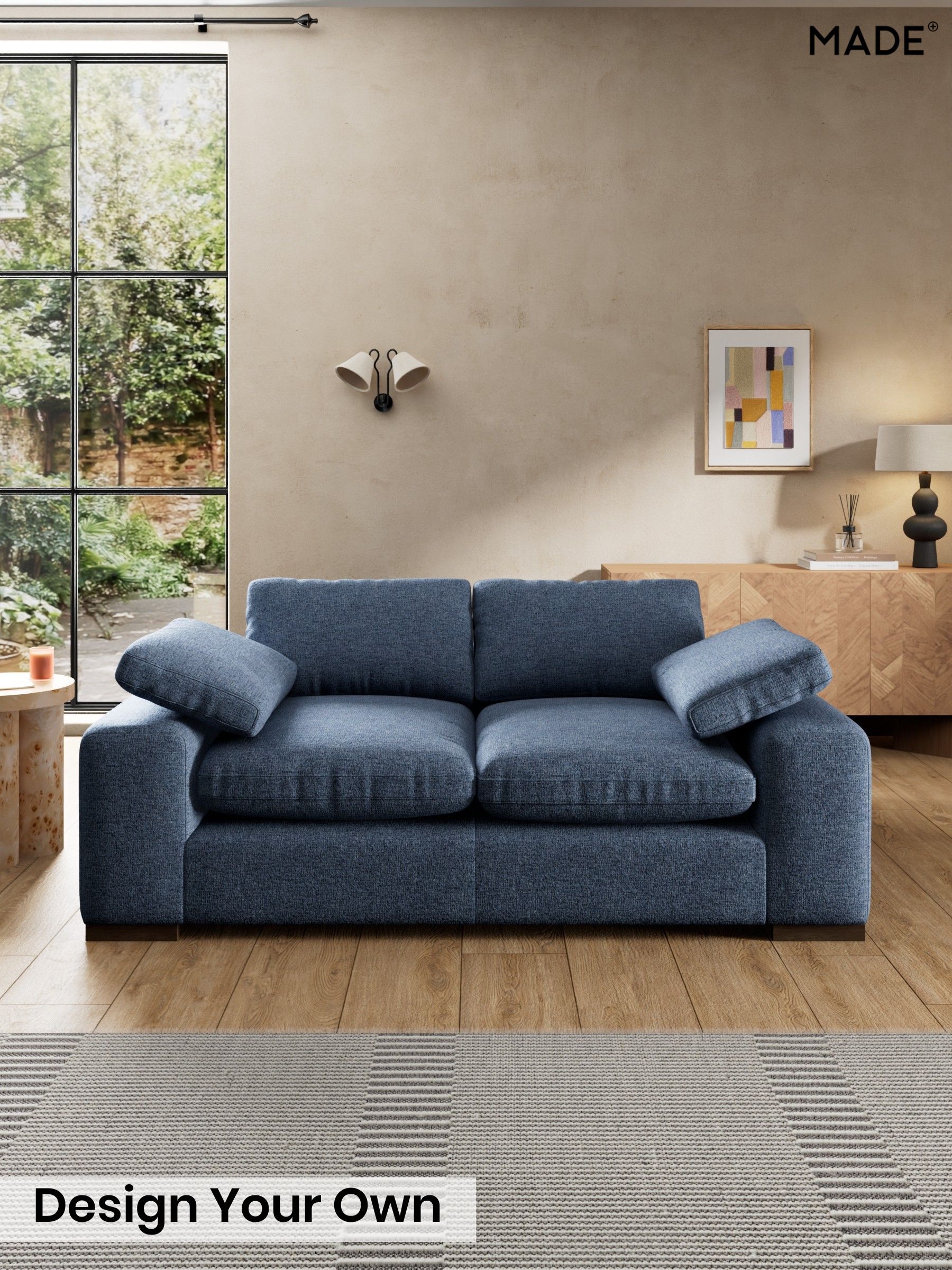 Boucle Textured Weave/Slate Blue - Melbourne By Made