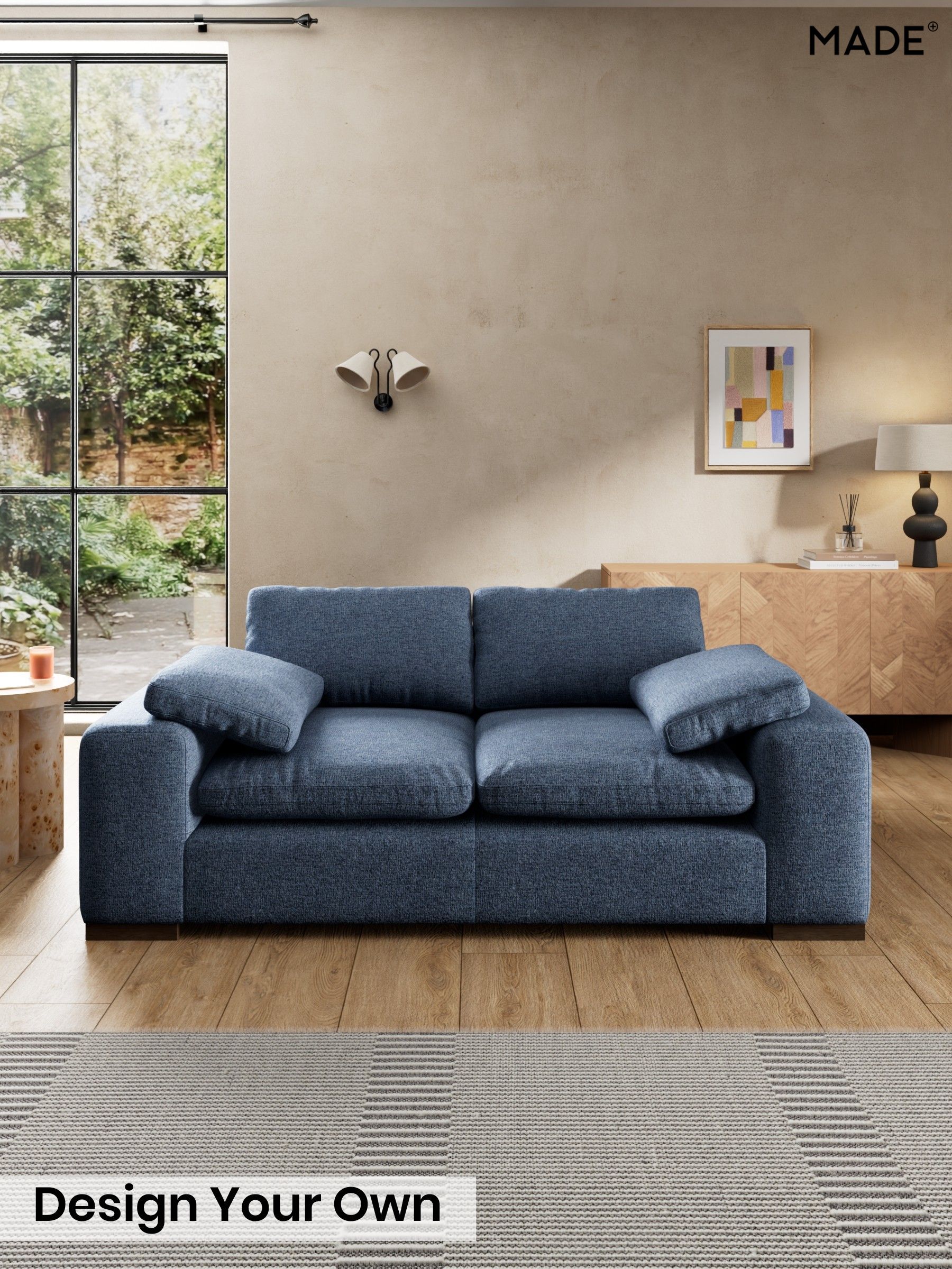 Boucle Textured Weave/Slate Blue - Melbourne Luxe By Made