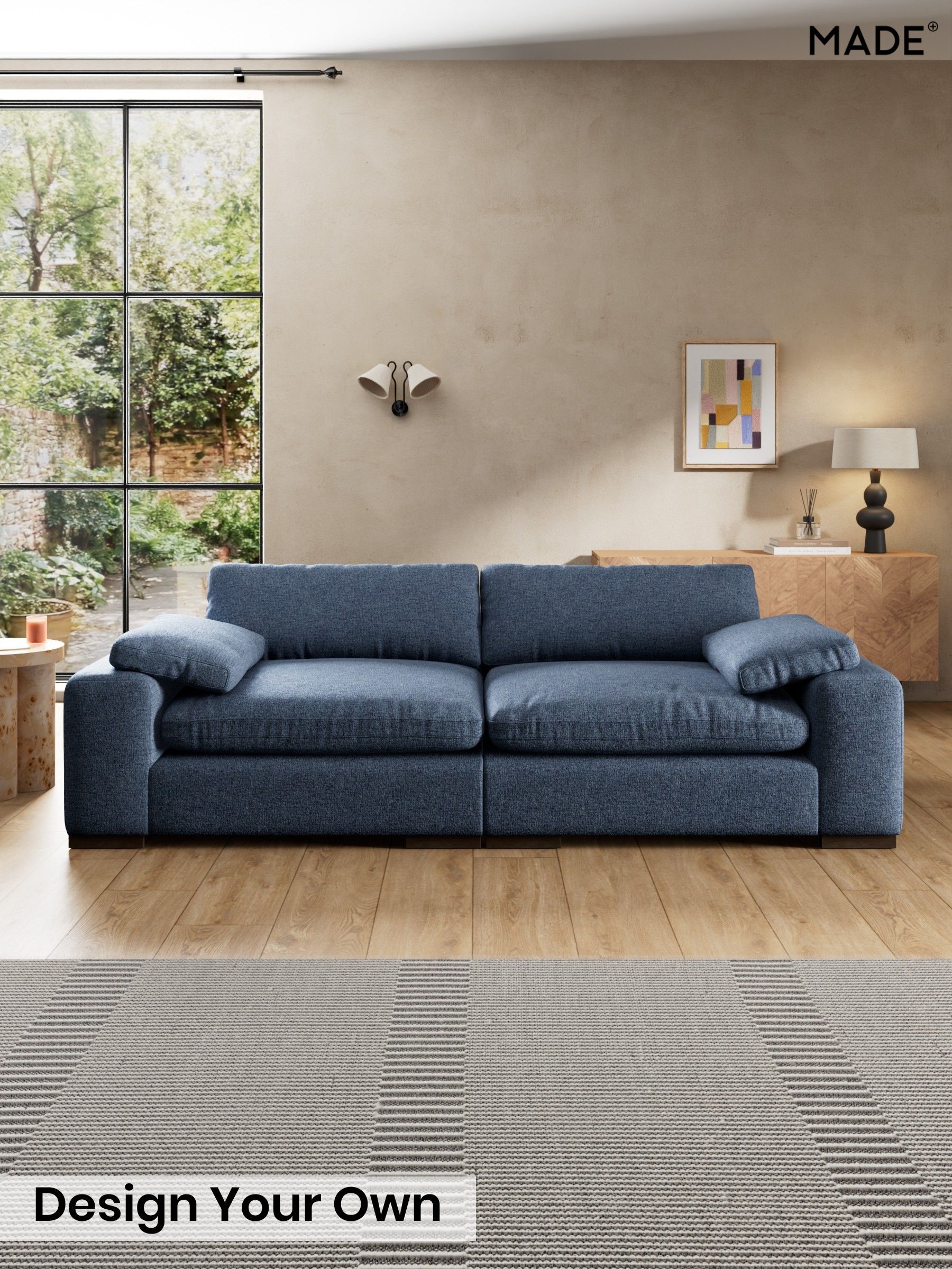 Boucle Textured Weave/Slate Blue - Melbourne Luxe By Made