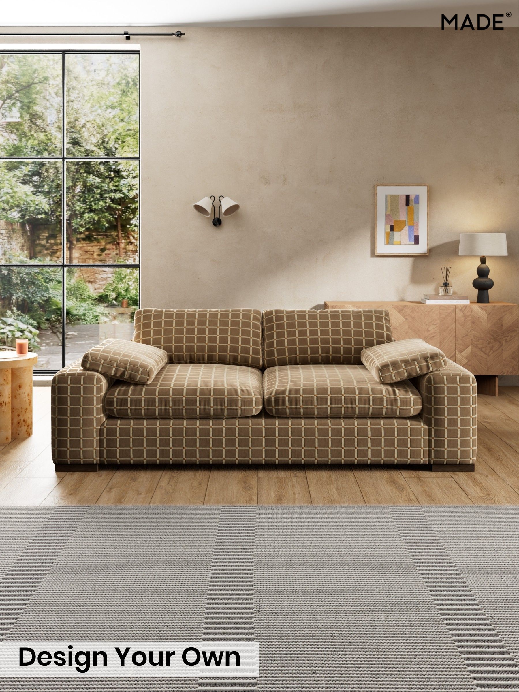 Cale Check/Dark Sand Natural - Melbourne Luxe By Made