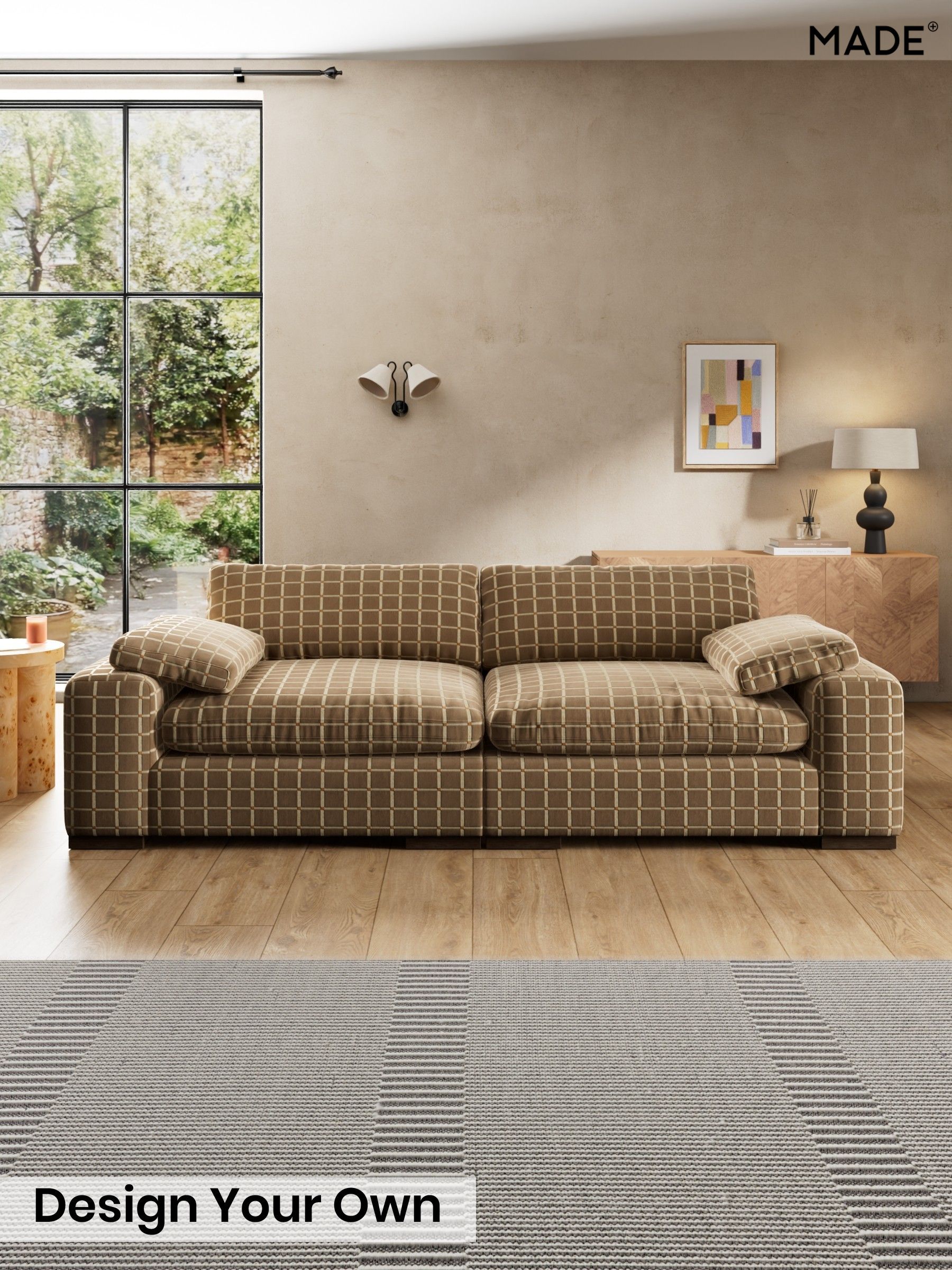 Cale Check/Dark Sand Natural - Melbourne Luxe By Made