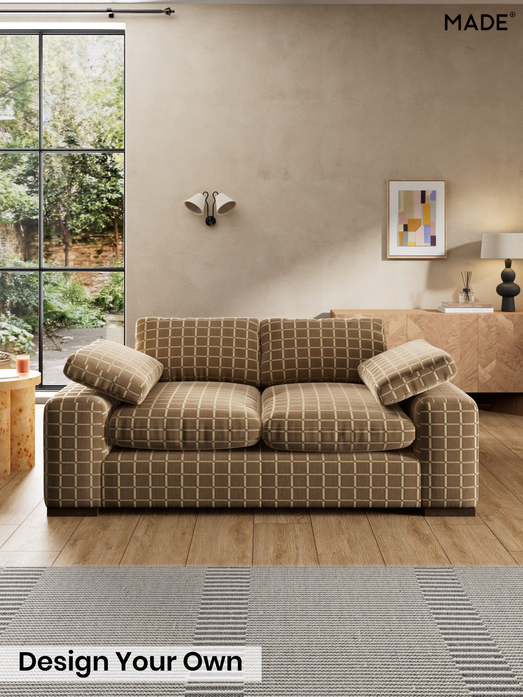 Cale Check/Dark Sand Natural - Melbourne By Made