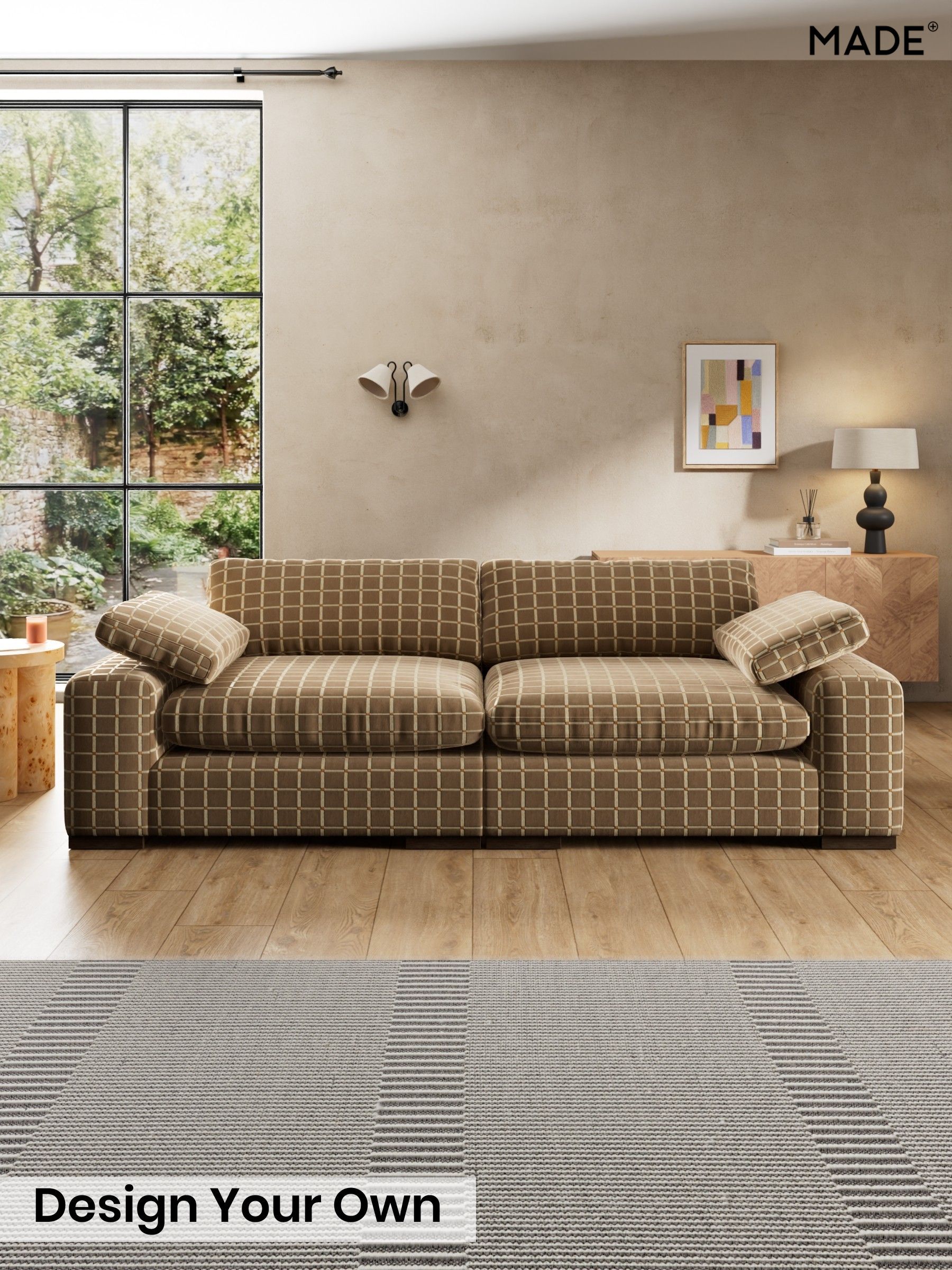 Cale Check/Dark Sand Natural - Melbourne By Made