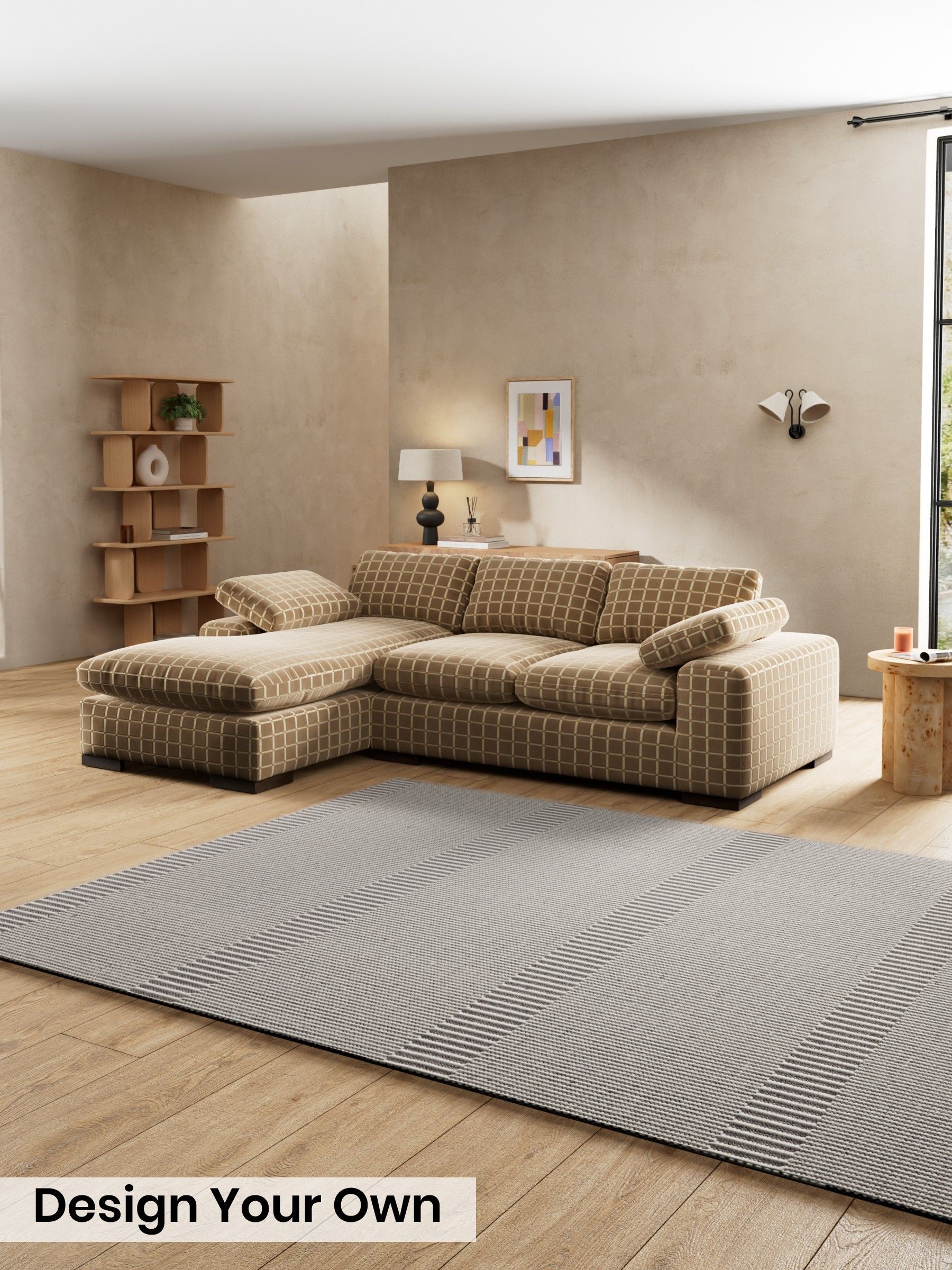 Cale Check/Dark Sand Natural - Melbourne By Made