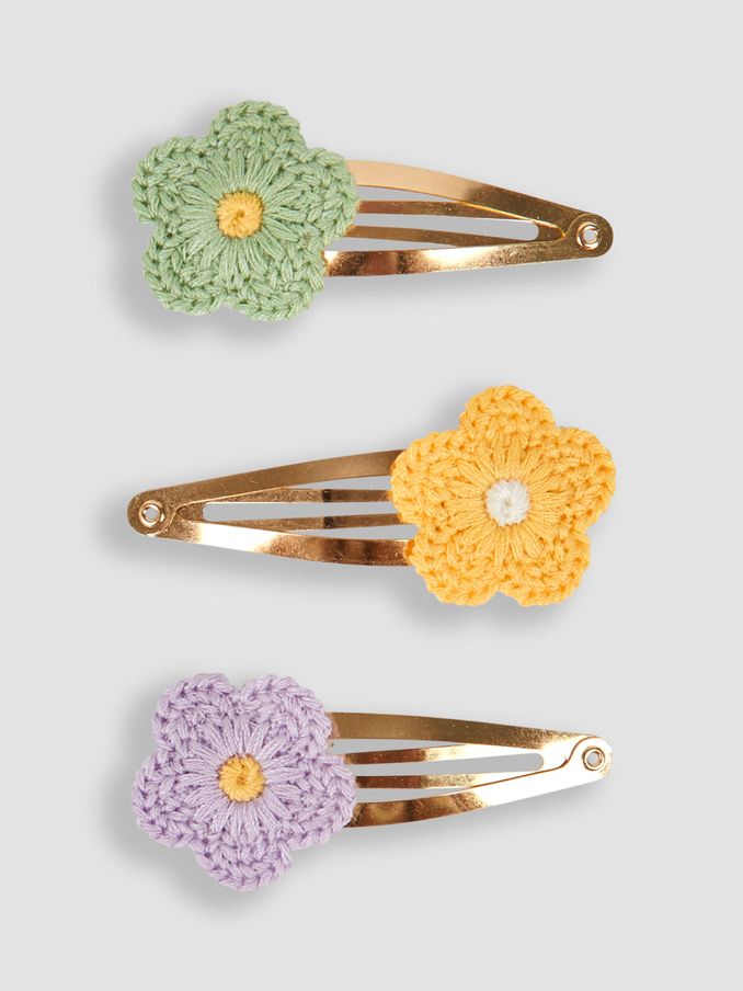 Yellow Multi 3-Pack Crochet Flower Clips (Q88287) | £7