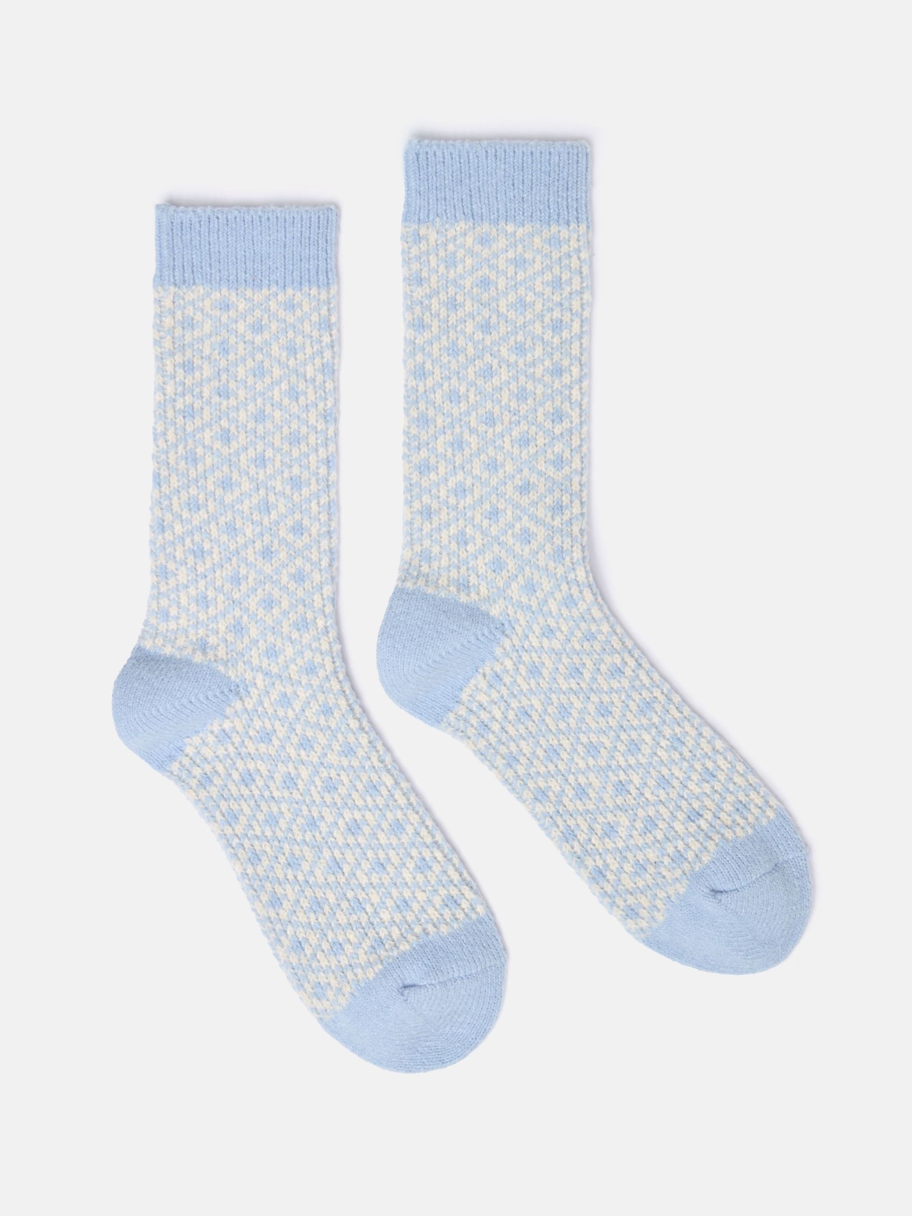 Women's Toasty Blue Cosy Geometric Socks (size 4-8) (Q88662) | £9.95