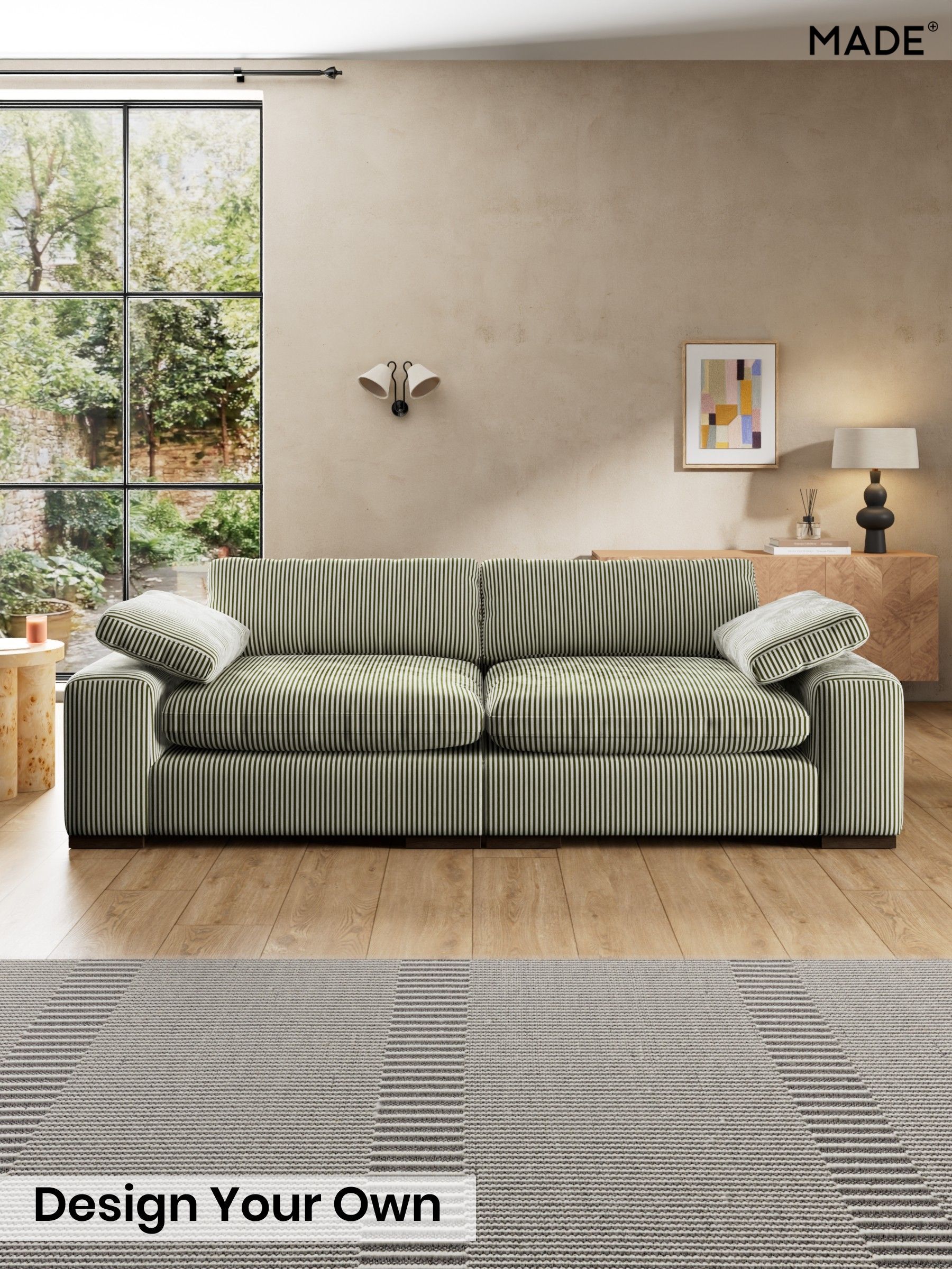 Velvet Stripe/Olive Green - Melbourne By Made