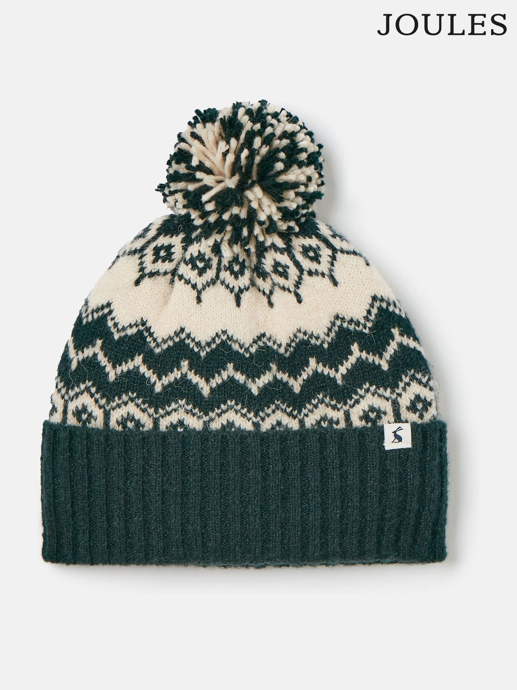 Walcott Dark Green Fairisle Pattern Bobble Hat (Q89302) | £21.95