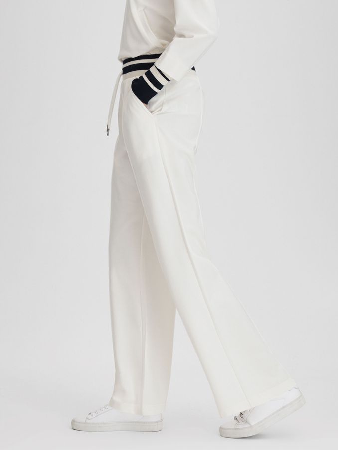 Striped Drawstring Waistband Joggers in Navy/Ivory (Q90753) | £68