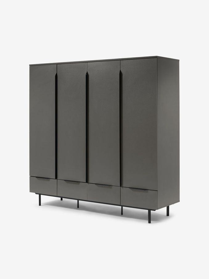 Damien 4 Door, 4 Drawer Wardrobe in Graphite Grey (Q90867) | £849