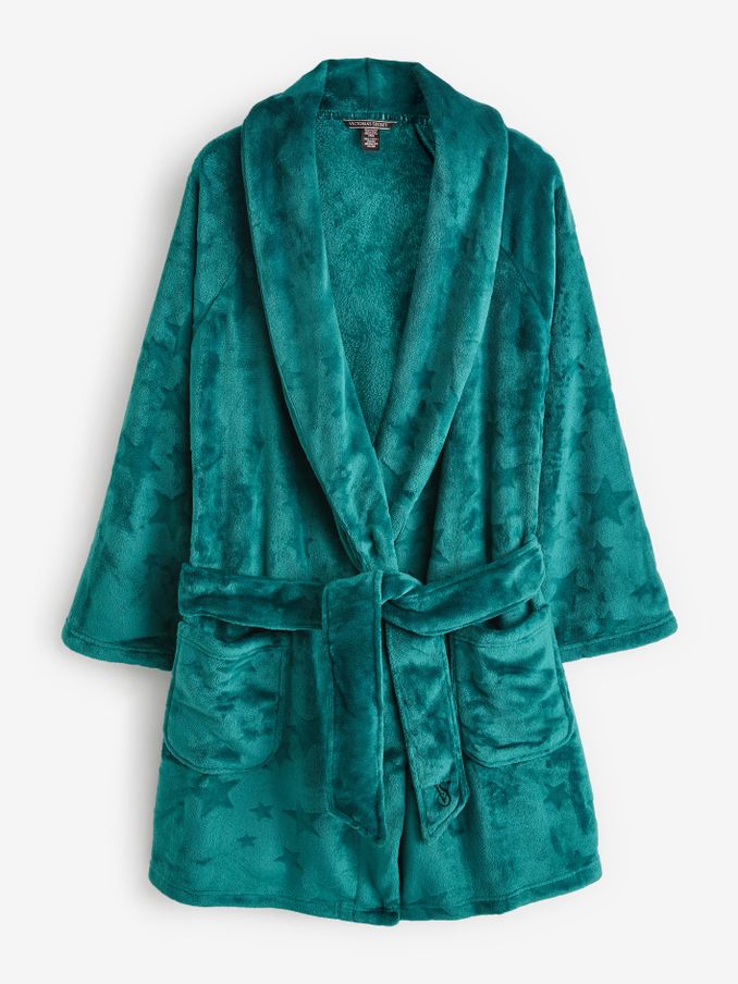 Black Ivy Green Stars Cosy Short Dressing Gown (Q92926) | £24