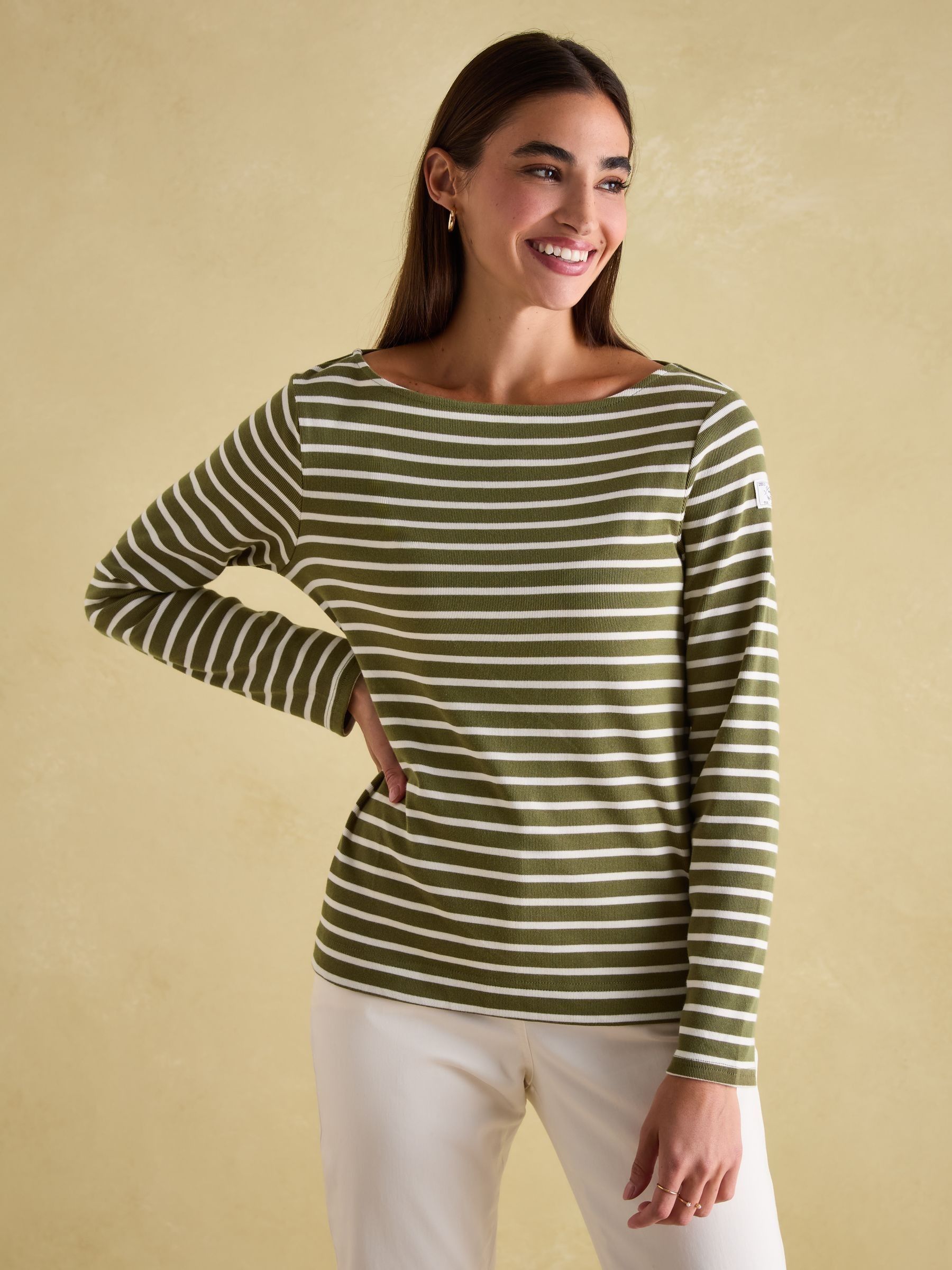 Harbour Green stripe Boat Neck Breton Top (Q94456) | £29.95