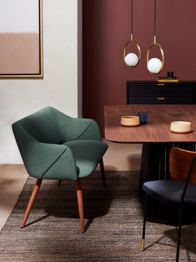 Lule Dining Bench in Bay Green and Walnut Legs (Q94553) | £379