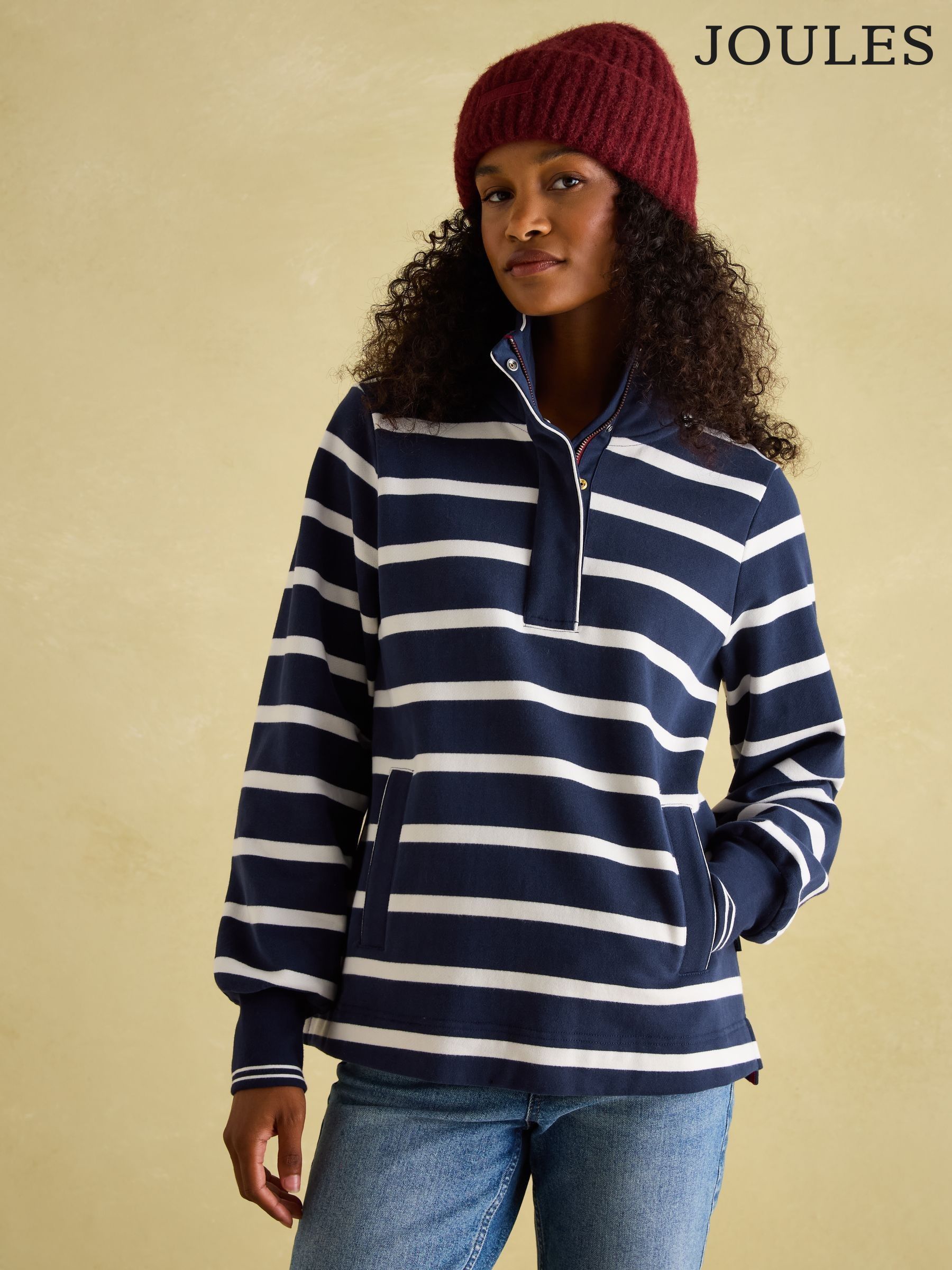 Burnham Navy Blue Heavyweight Cotton Funnel Neck Quarter Zip Sweatshirt (Q95787) | £69.95