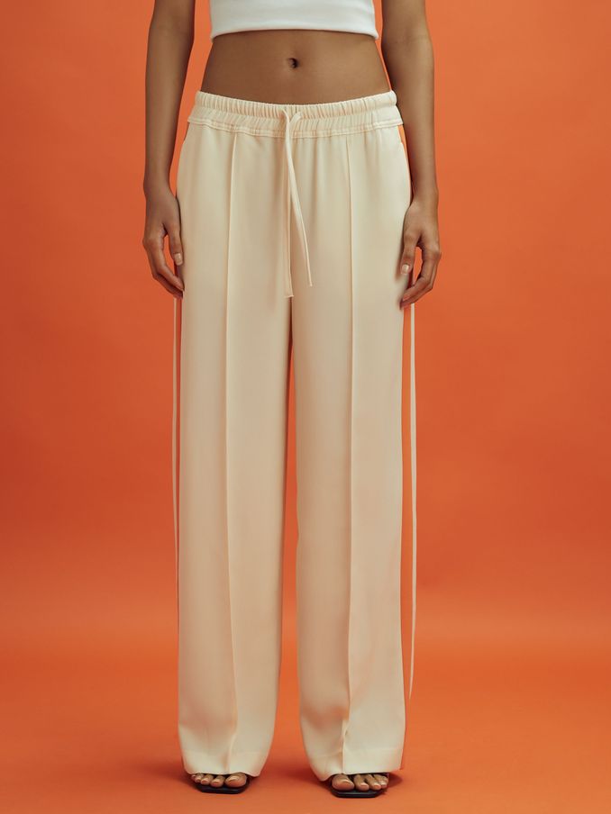 McLaren F1 Side Stripe Drawstring Trousers in Off White/Papaya (Q96634) | £78