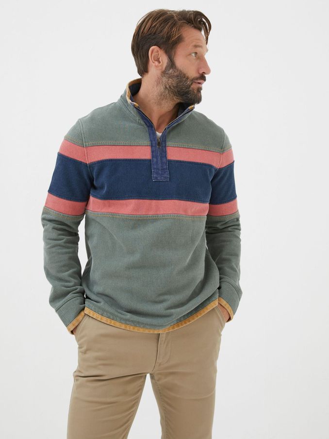 Airlie Green Chest Stripe Sweatshirt (Q97492) | £35