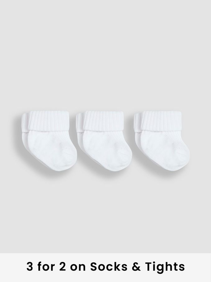 3-Pack Rib Baby Socks in White (Q97776) | £5.50