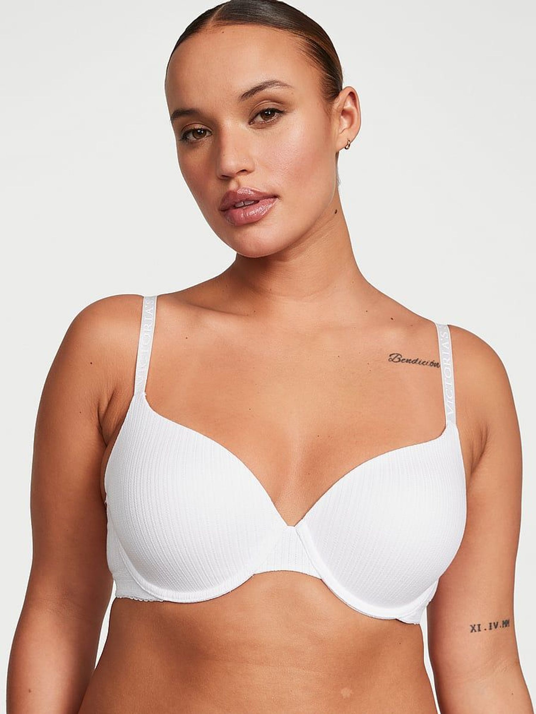 White Ribbed Demi Lightly Lined Bra (Q98012) | £35