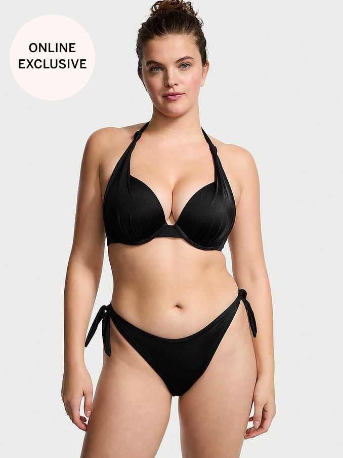 Nero Black Tie Side High Leg Swim Bikini Bottom (Q98036) | £12
