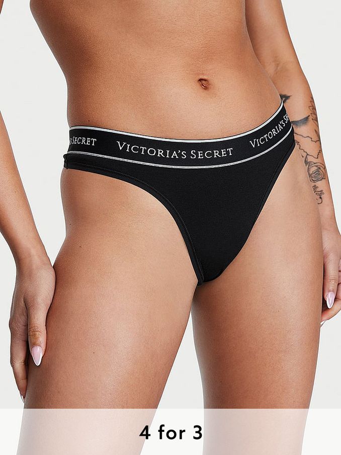 Pure Black Thong Knickers (Q98063) | £9