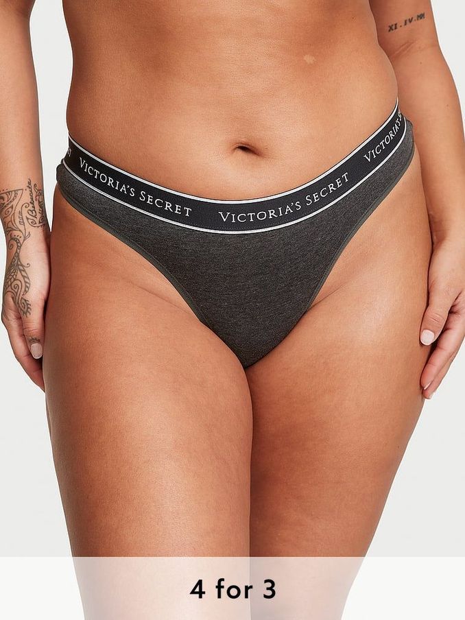 Charcoal Heather Grey Thong Knickers (Q98070) | £9