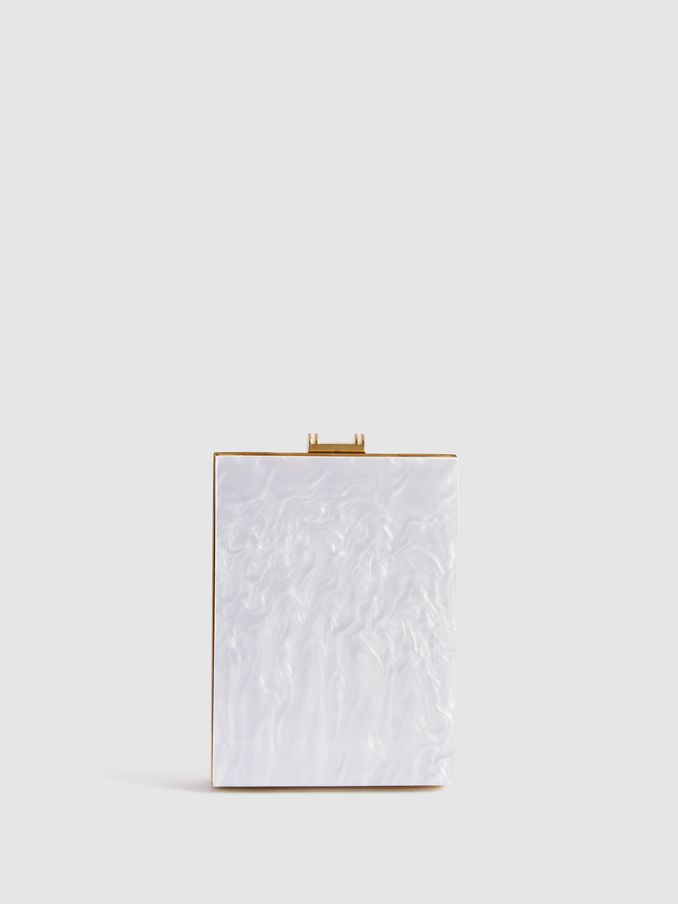 Acetate Clutch Bag in White (Q99103) | £38