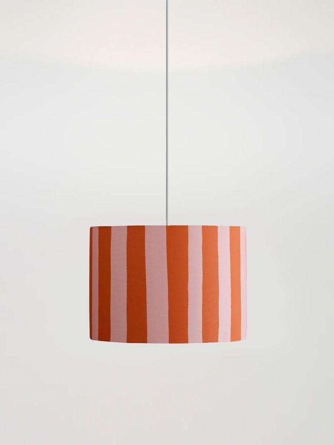 Houseof. Pink Small Stripe Print Ceiling Light (Q99388) | £100