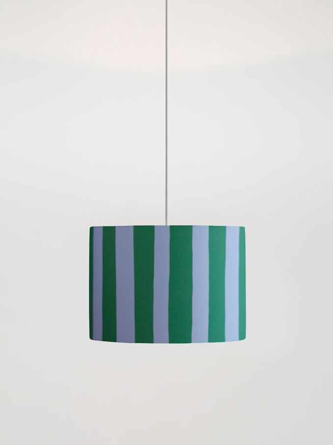 Houseof. Green Small Stripe Print Ceiling Light (Q99397) | £100
