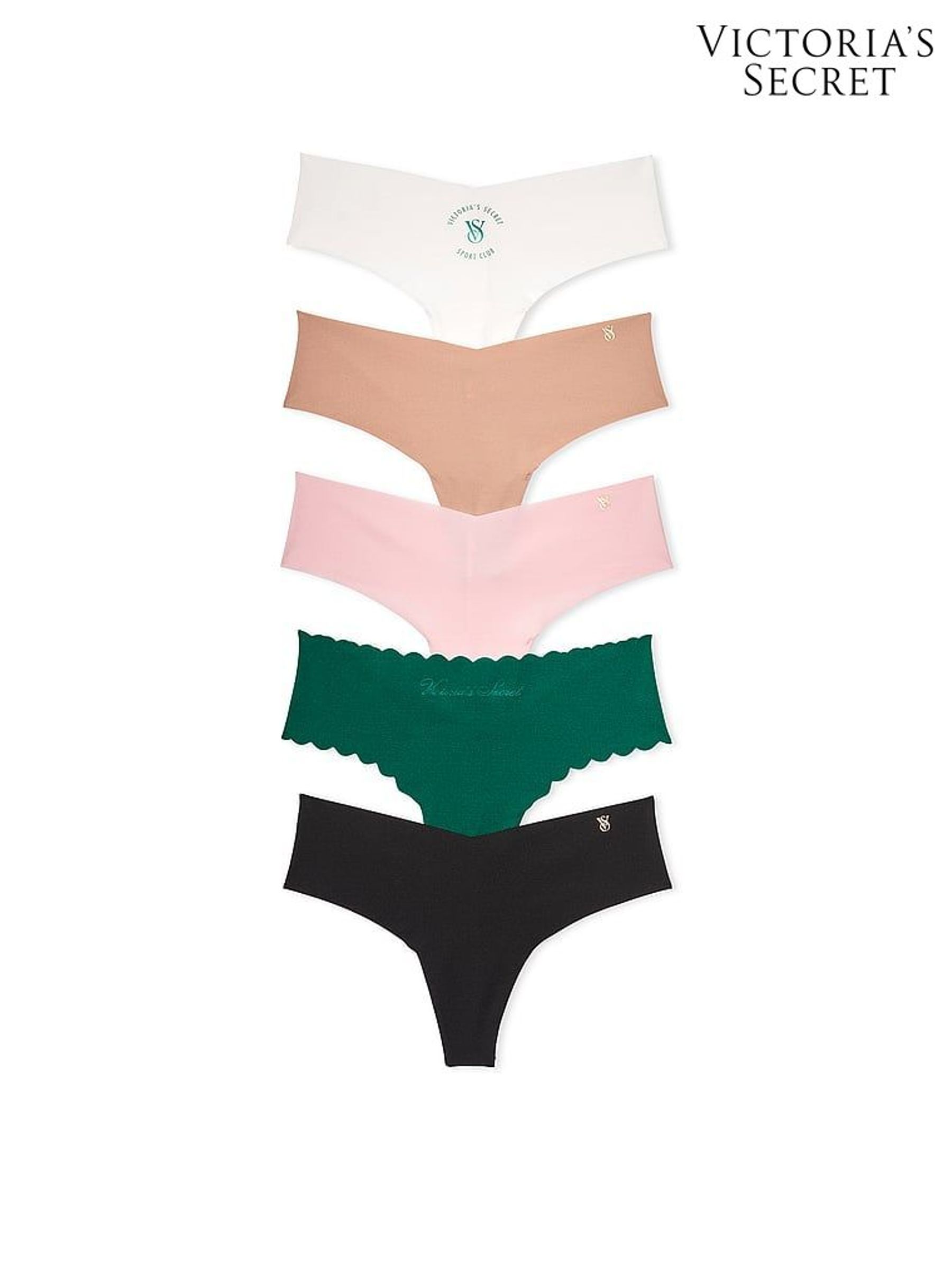 White/Nude/Pink/Green/Black Thong 5 Pack Knickers (Q99720) | £27