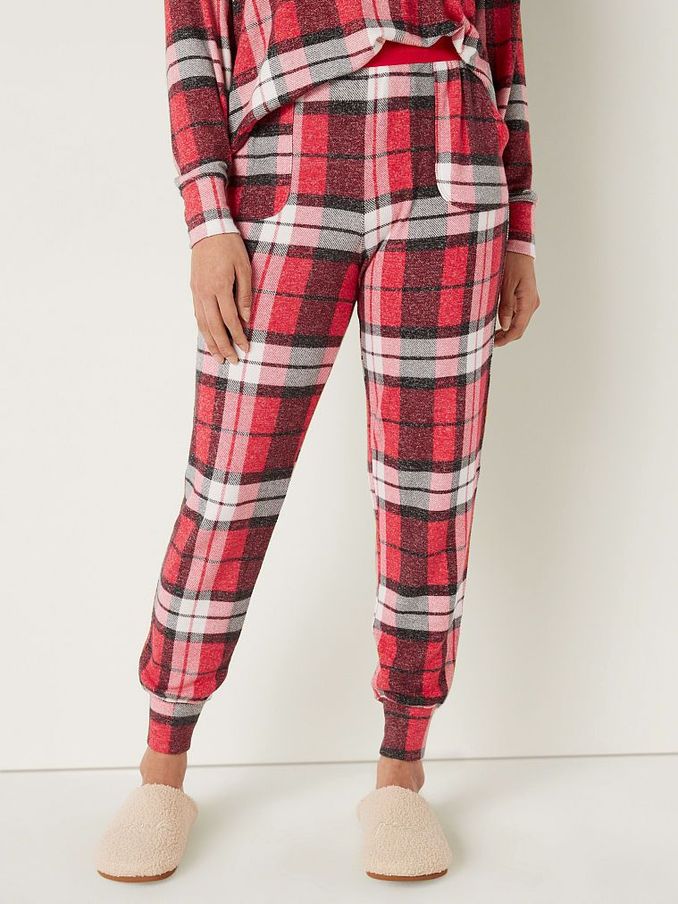 Red Pepper Plaid Cozy Sleep Joggers (QQ6710) | £10