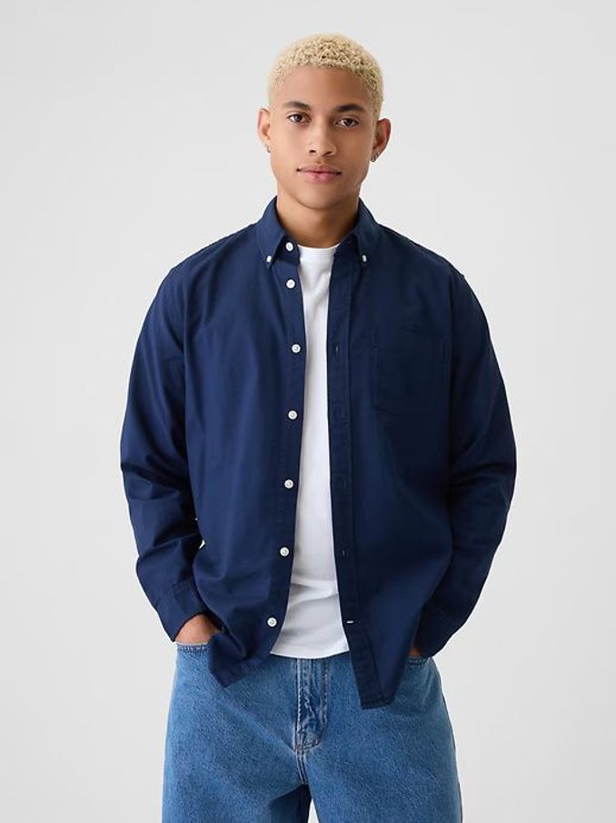 Blue Regular Fit Long Sleeve Oxford Shirt (R07577) | £40