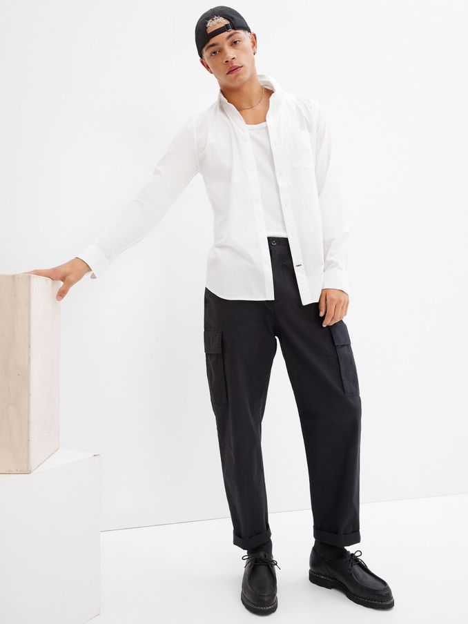 White Stretch Button-Up Slim Fit Shirt (R07948) | £35