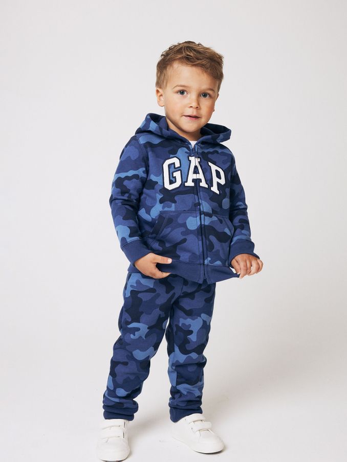 Blue Camo Logo Zip Up Hoodie (Newborn-5yrs) (R14038) | £22