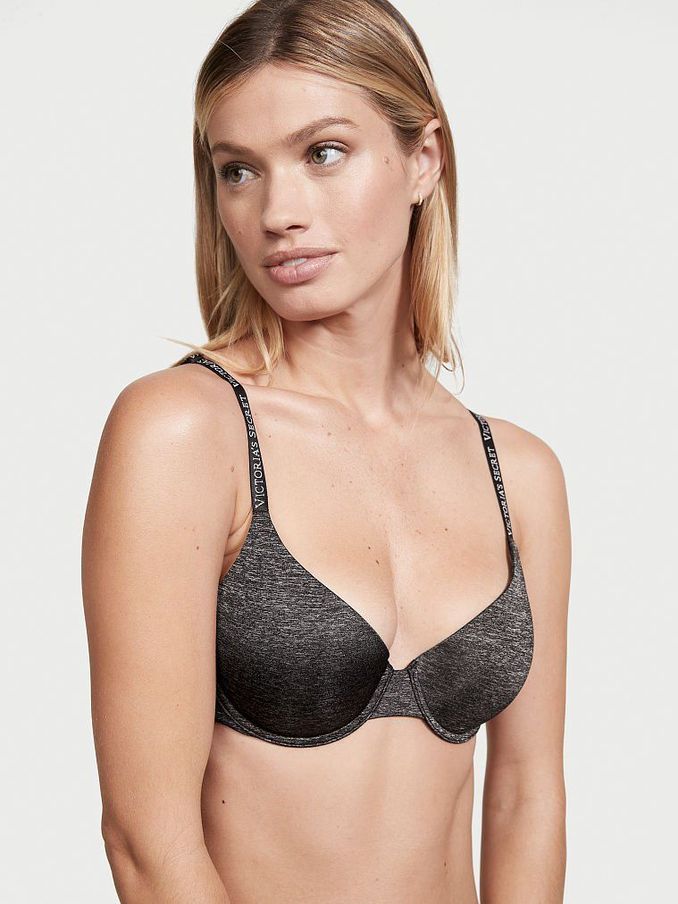 Black Smooth Logo Strap Lightly Lined T-Shirt Bra (R37793) | £15