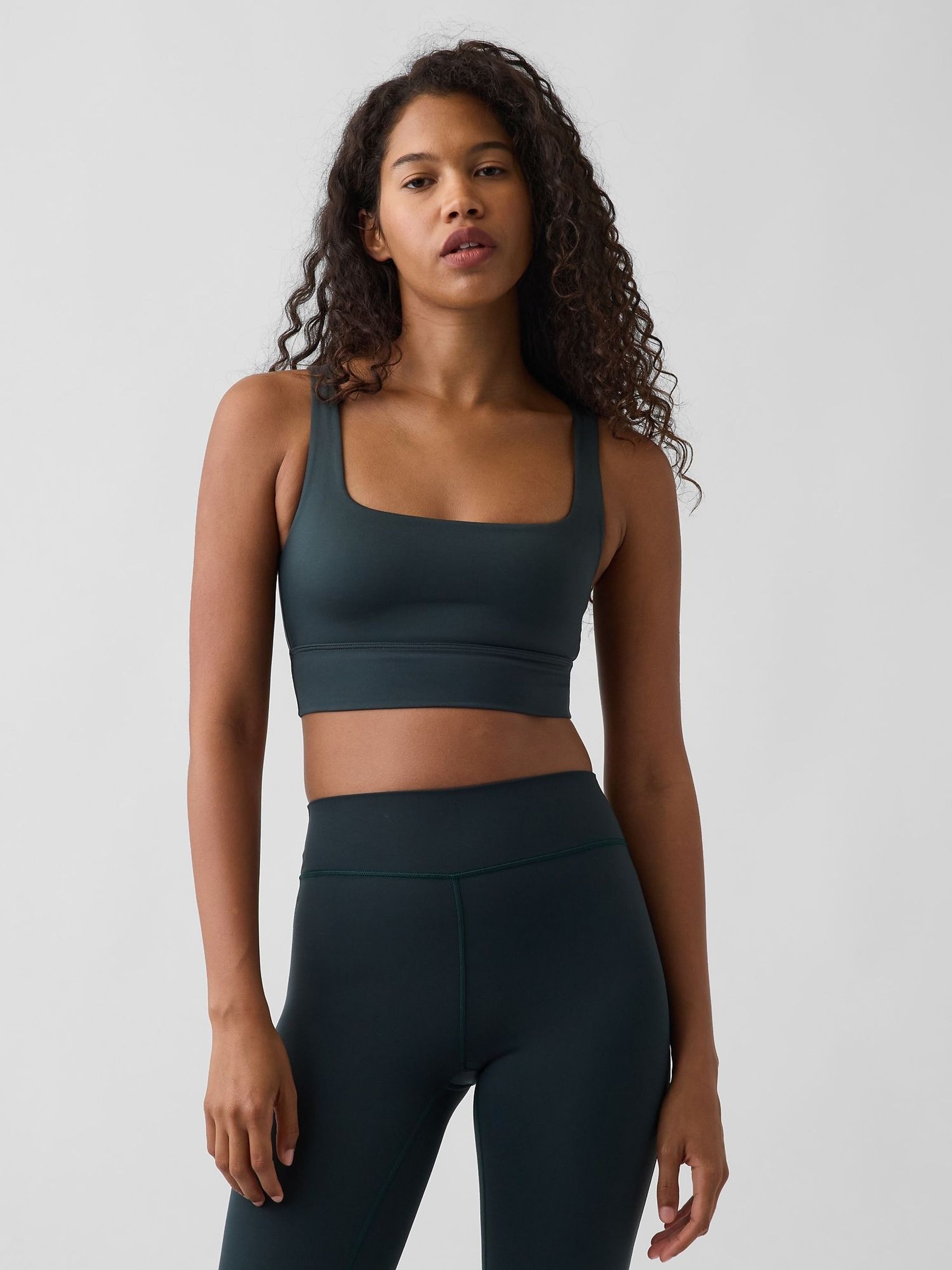 Grey - Fit Smooth Square-neck Sports Bra