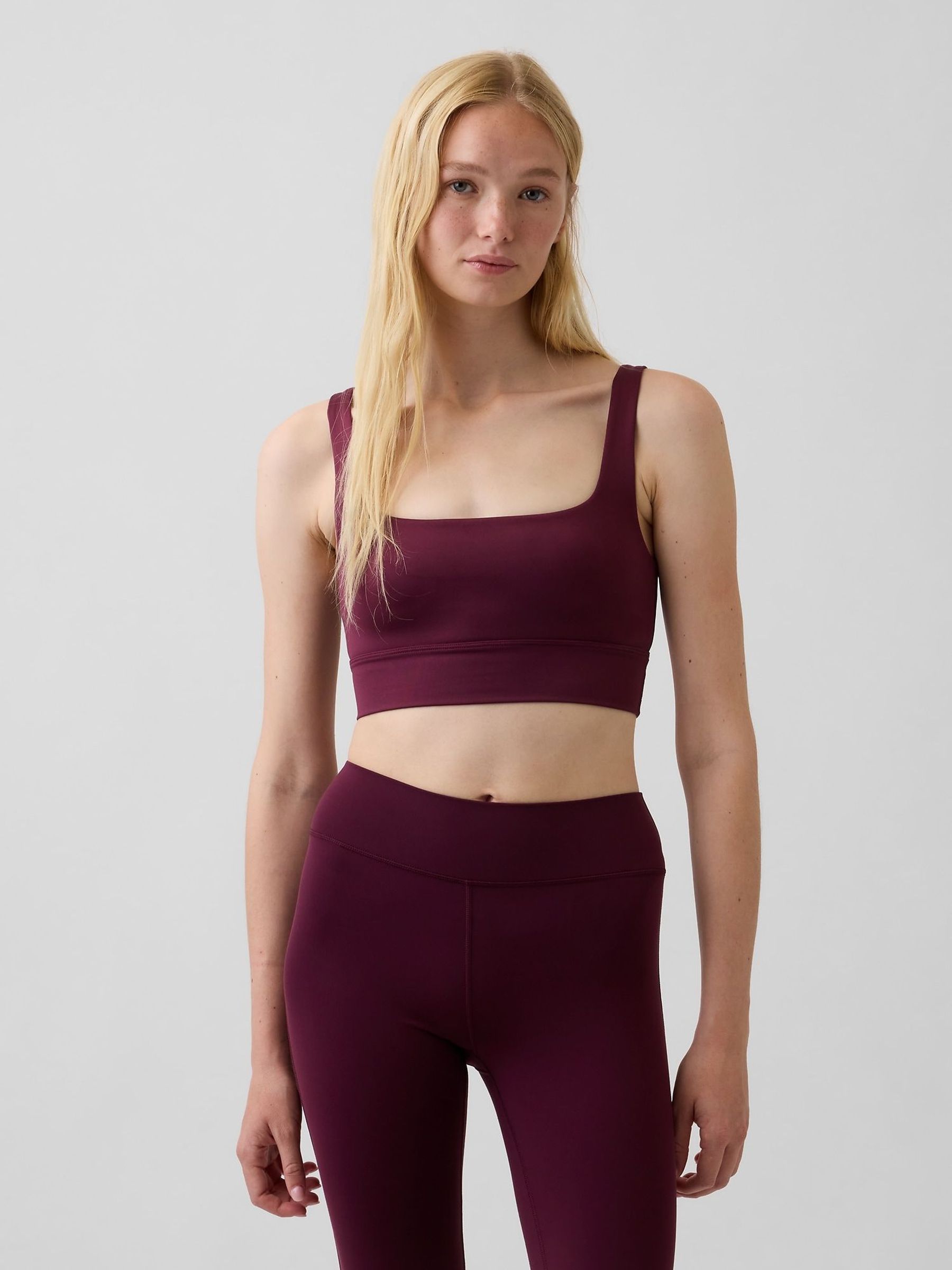 Burgundy - Gapfit Smooth Square-neck Sports Bra