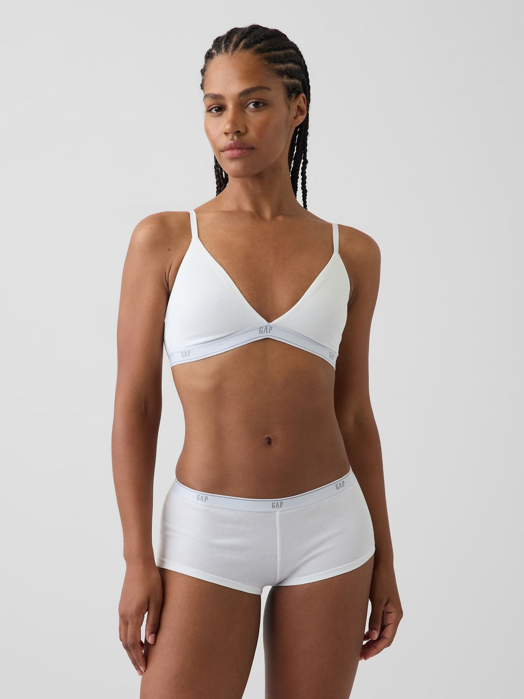 White - Softest Stretch Cotton Logo Triangle Bra