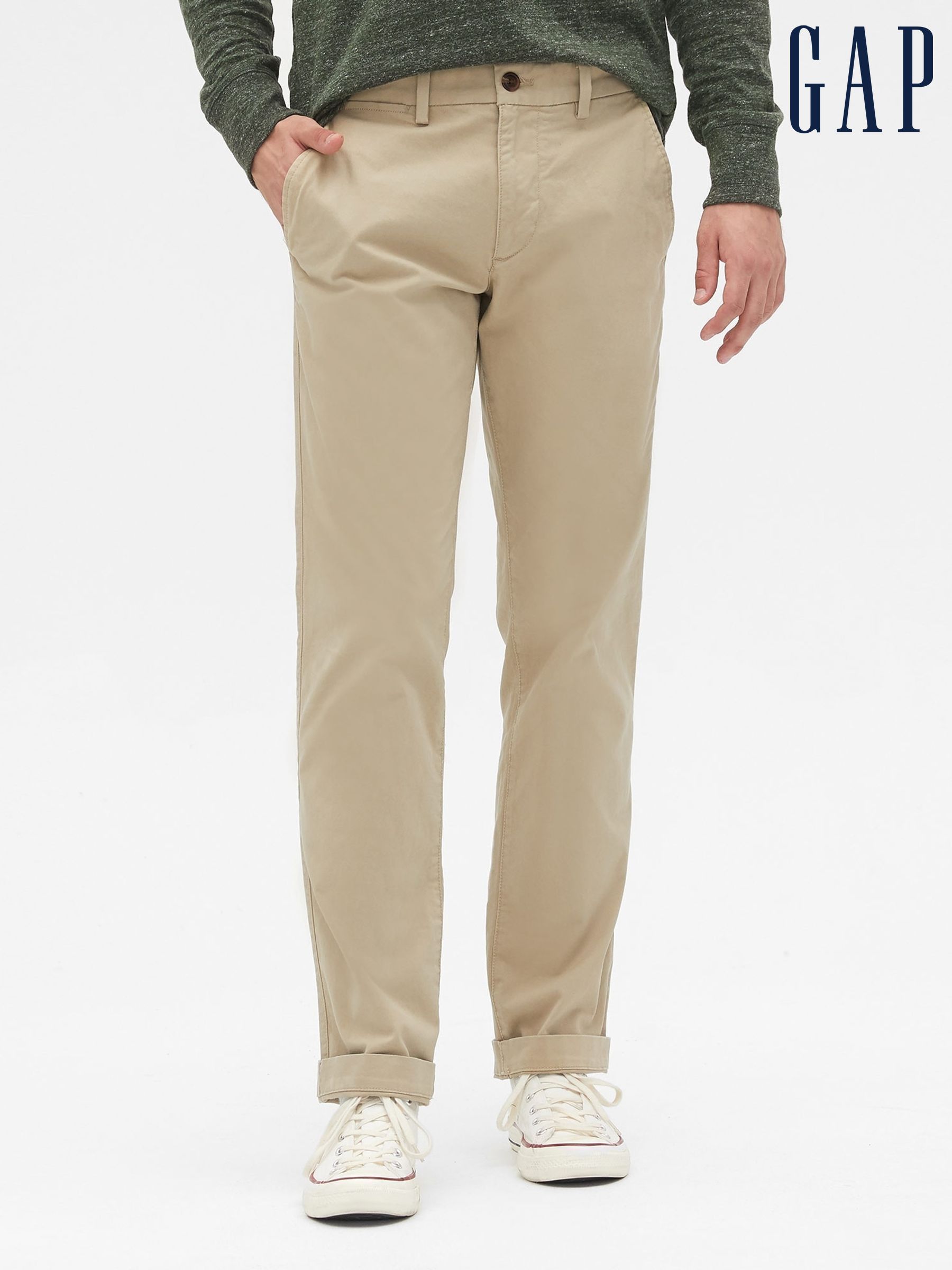Beige Straight Fit Stretch Essential Chino Trousers (R39760) | £40