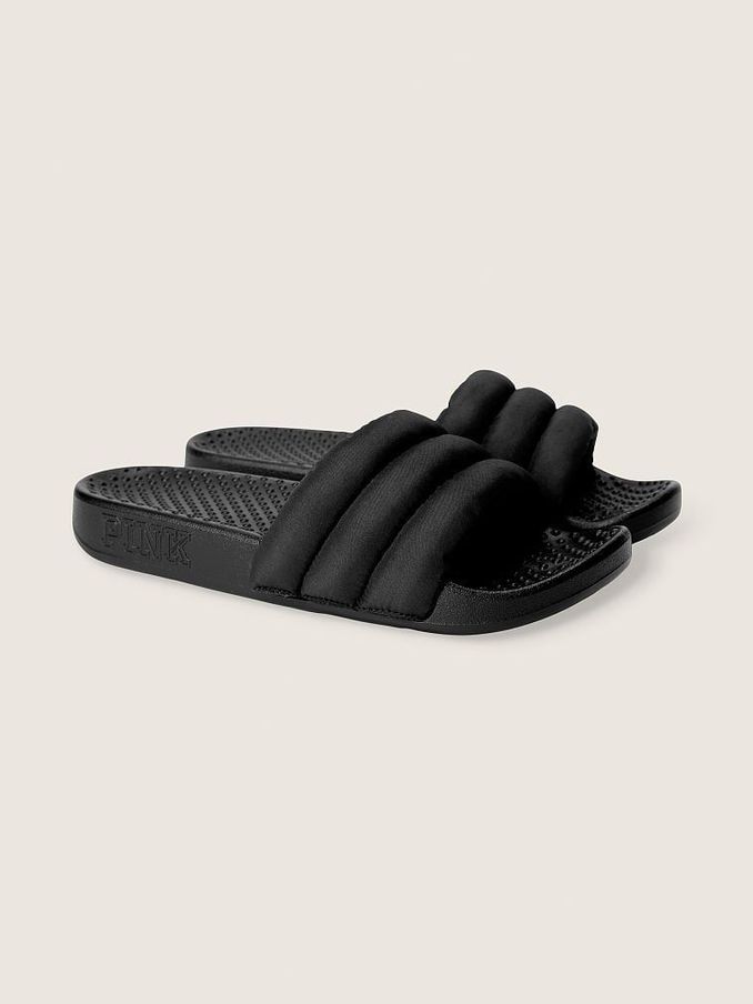Pure Black Puffer Sliders (R42145) | £13